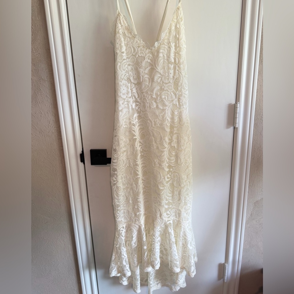 Almost Famous Cream Lace High Low Midi Dress size XL